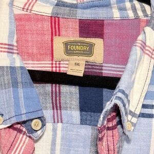 The Foundry Supply Co. Men's Plaid Button Down - Blue and Red